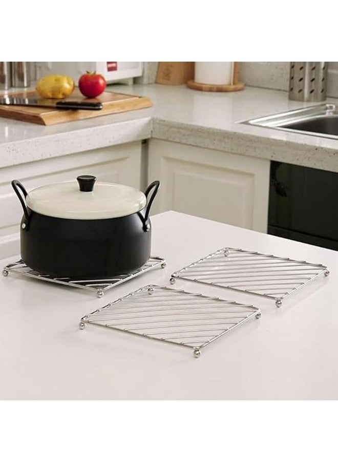 THE SR BRAND SR Pack of 02 Dinning Table Stailess Steel Stand/Wire Ring Stand/Trivet Round Ring/Hot Pot Ring Trivet (Model 1) - Image 1
