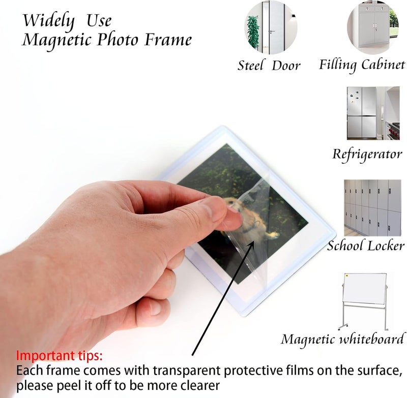 SULEPE 2.5 x 3.5 Magnetic Polaroid Picture Frame Sleeve Pocket for Fridge, Instax Mini Frame Photo Magnets for Refrigerator, Wallet Size Picture Frame, 10 Pack - Image 3