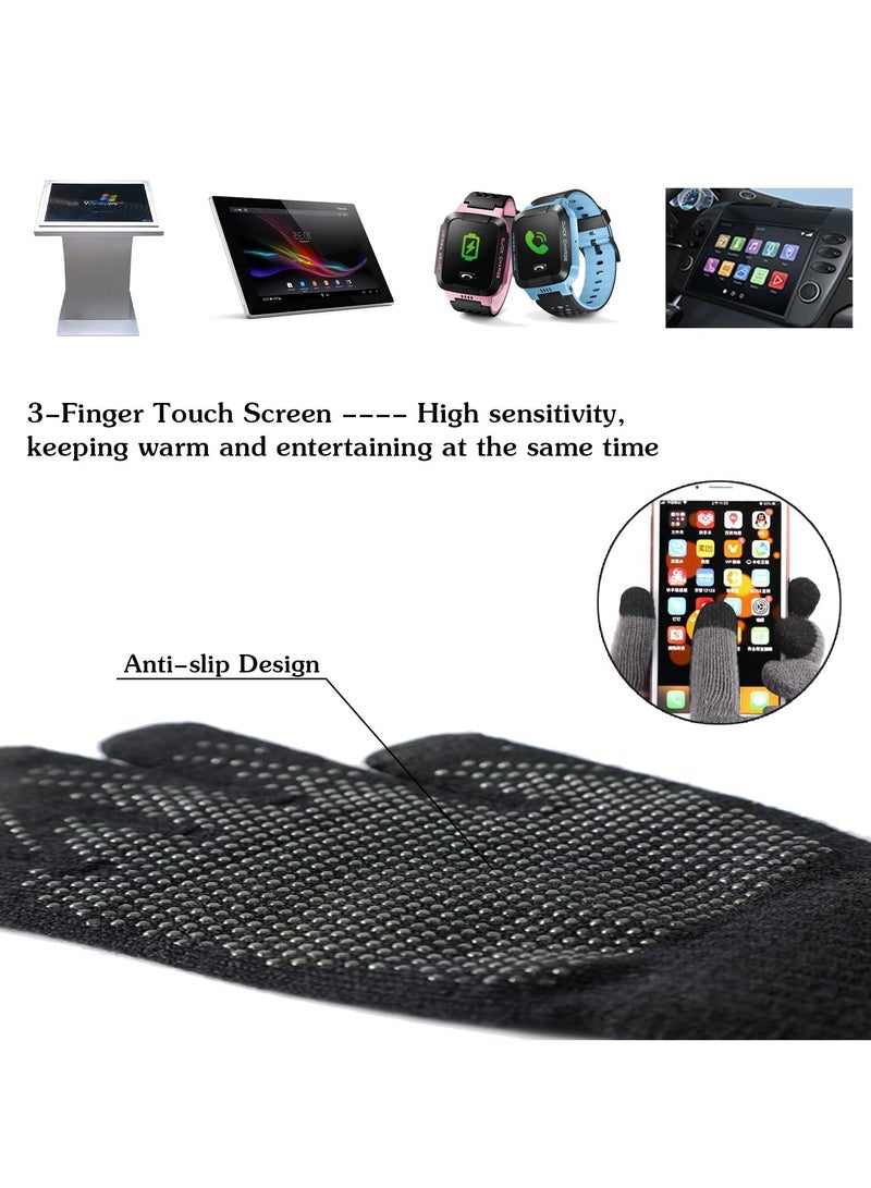 CMGTYYD 3Pcs Winter Beanie Hat Scarf Gloves Set,Set for Men Womens Ski Cap Touch Screen Mittens Suit Couples Matching Hats for Men Women (Red) - Image 3