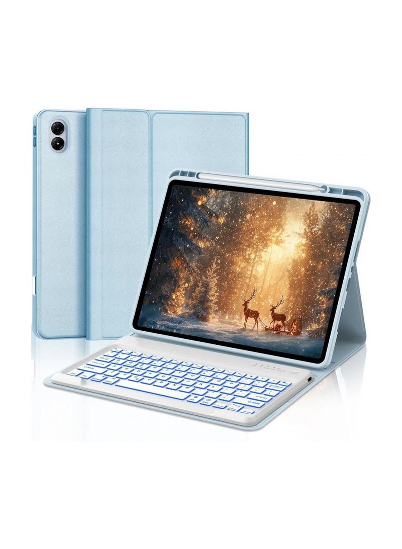 عام "غطاء لوحة مفاتيح متوافق مع Xiaomi Pocopad 12.1 بوصة - لوحة مفاتيح بإضاءة خلفية ملونة - مناسب لجهاز Xiaomi Pocopad 12.1 بوصة مع غطاء حامل من مادة PU"