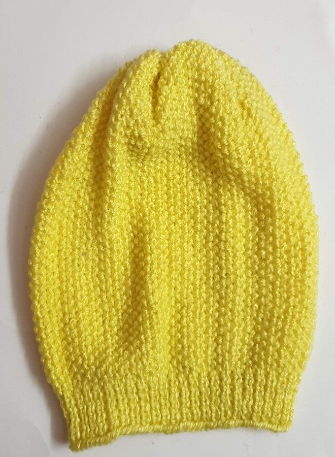 Belleza Crafting with Creativity Yellow Colour Hand Knitted Winter Warm Cap/Skull Cap for Boys/Girls Age 3-6 Years (Pack of 1) - Image 2