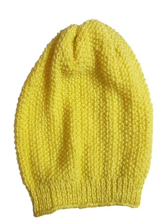 Belleza Crafting with Creativity Yellow Colour Hand Knitted Winter Warm Cap/Skull Cap for Boys/Girls Age 3-6 Years (Pack of 1) - Image 1