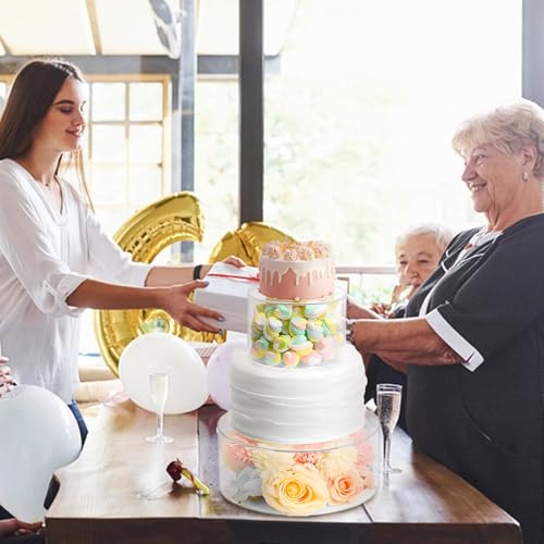 GBACHOOSE 2PCS Acrylic Cake Stand 6'' 8'' Clear Cake Stand, Acrylic Cake Separators Fillable Cake Stands Round 2 Tier for Dessert Wedding Birthday Party - Image 4