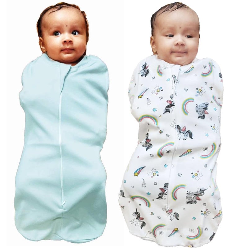 MammaChamp Zipper Swaddle Sleeping Sack Blankets Pod Wrap Bag New Born Baby for 03 Months Pack of 2 - Image 1