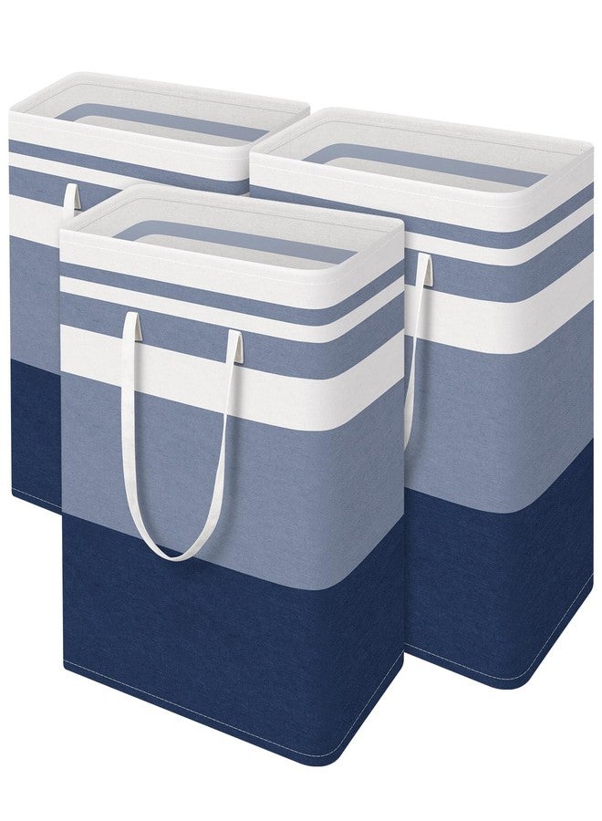 BlissTotes 3-Pack Laundry Basket, Freestanding＆Waterproof Laundry Hamper, Collapsible Tall Clothes Hamper with Easy Carry Handles for Clothes, Towels in the Family and Dorm,Gradient Blue,125L - Image 1