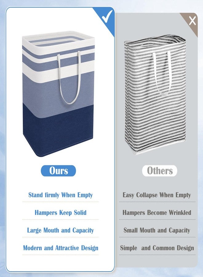 BlissTotes 3-Pack Laundry Basket, Freestanding＆Waterproof Laundry Hamper, Collapsible Tall Clothes Hamper with Easy Carry Handles for Clothes, Towels in the Family and Dorm,Gradient Blue,125L - Image 3