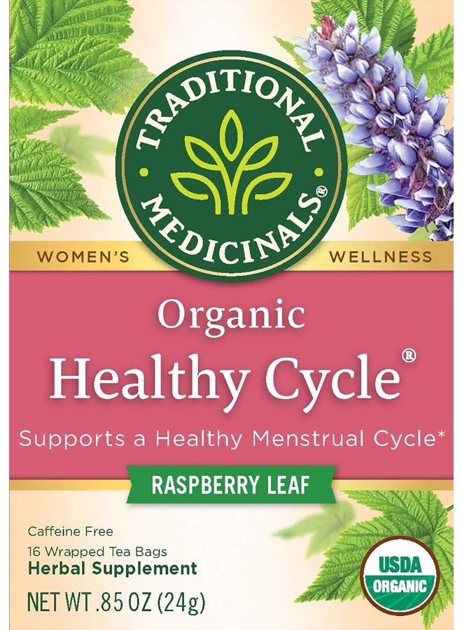 Organic Healthy Cycle Raspberry leaf caffeine Free Herbal Tea 16 Ea 0.85 oz