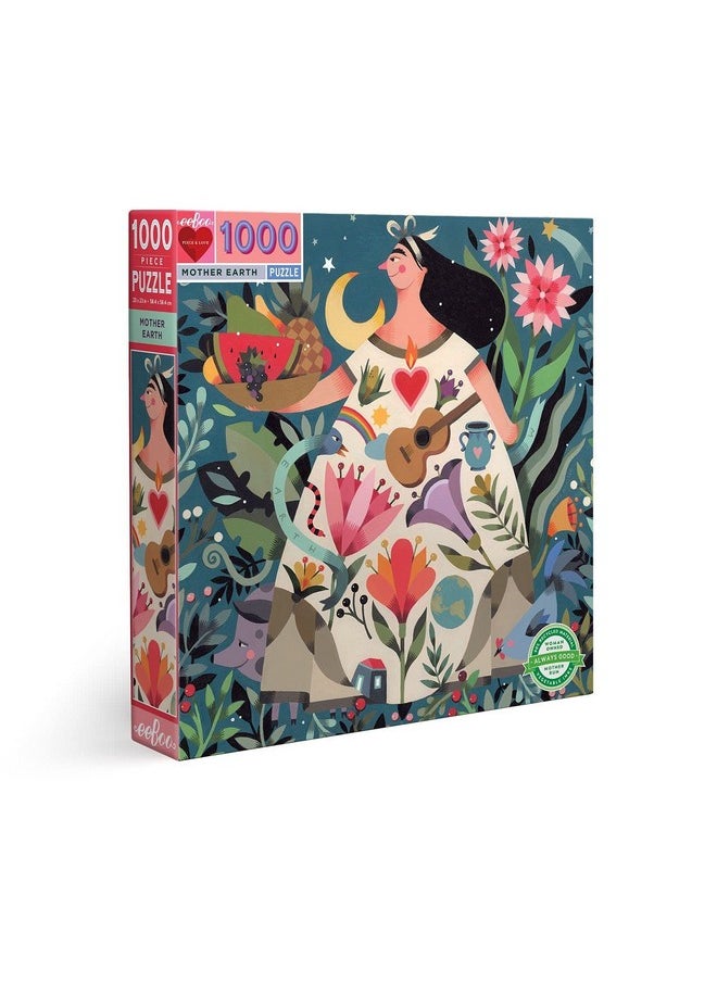 eeboo : Piece And Love Mother Earth 1000 Piece Square Adult Jigsaw Puzzle Puzzle For Adults And Families Glossy Sturdy Pieces And Minimal Puzzle Dust  - Image 1