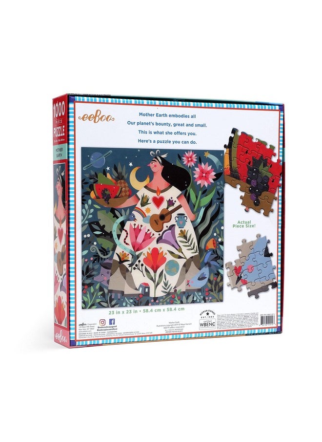 eeboo : Piece And Love Mother Earth 1000 Piece Square Adult Jigsaw Puzzle Puzzle For Adults And Families Glossy Sturdy Pieces And Minimal Puzzle Dust  - Image 3