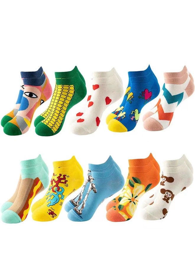 فستان الجوارب للرجال النساء ملونة مضحكة الابتكار طاقم الجوارب متعددة الألوان 10 أزواج (متعددة الألوان-F) - Image 1