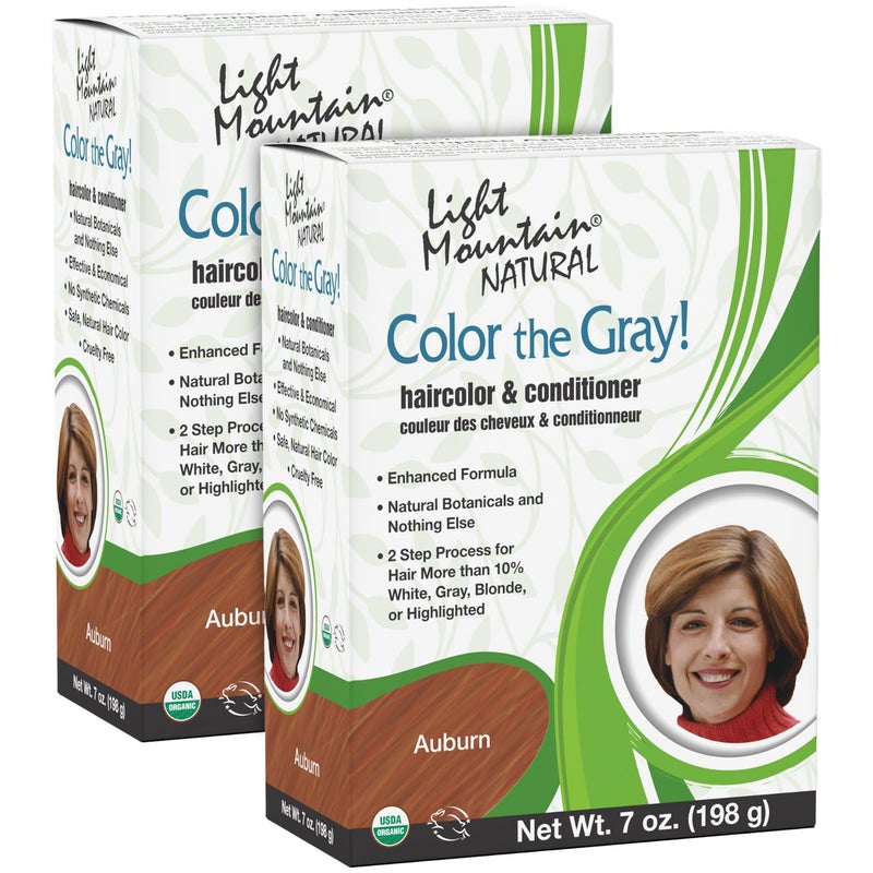 Light Mountain Henna Hair Color & Conditioner, Color the Gray - Auburn Hair Dye for Men/Women, Chemical-Free, Semi-Permanent Hair Color for White, Gray, and Blonde Hair, 7 Oz (Pack of 2) - Image 1