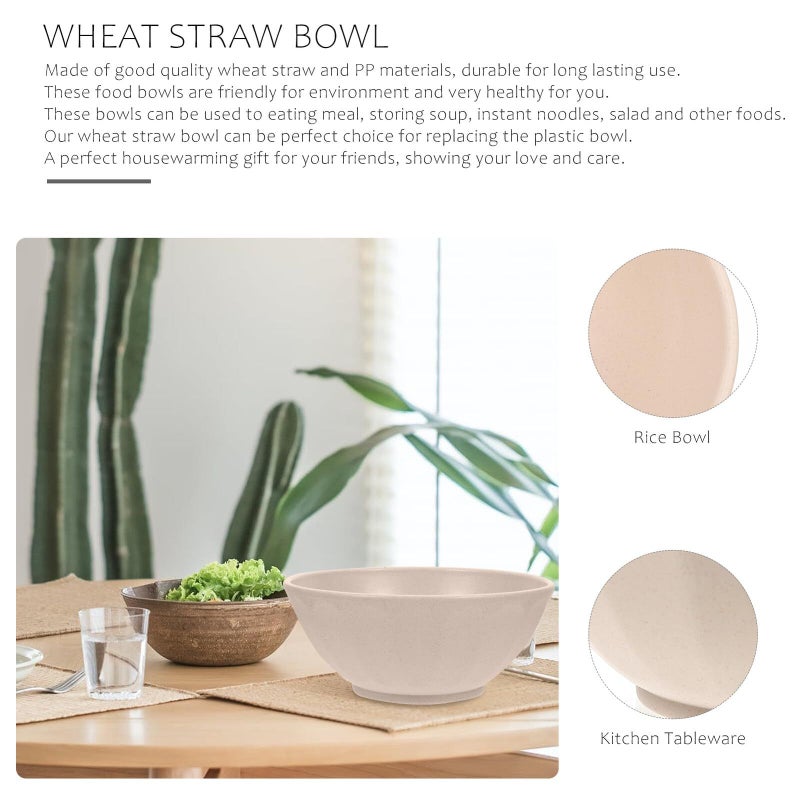 4 Piece Eco Friendly Wheat Straw Bowls Set For Rice Salad And Home Dining - Image 4