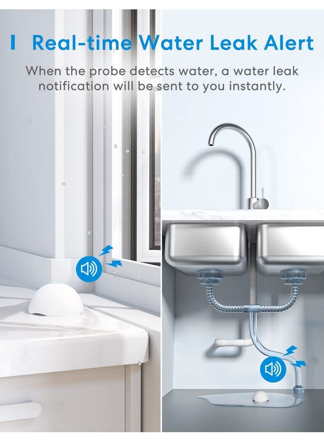 ميروس مجموعة من 3 أجهزة إنذار ذكية للمياه من meross، كاشف تسرب المياه عبر WiFi، يدعم Apple HomeKit، SmartThings، مقاوم للماء IP67 مع تنبيهات التطبيق، إنذار، نطاق 100 متر للمطبخ في الطابق السفلي من المنزل (يتضمن محور Meross) - Image 2