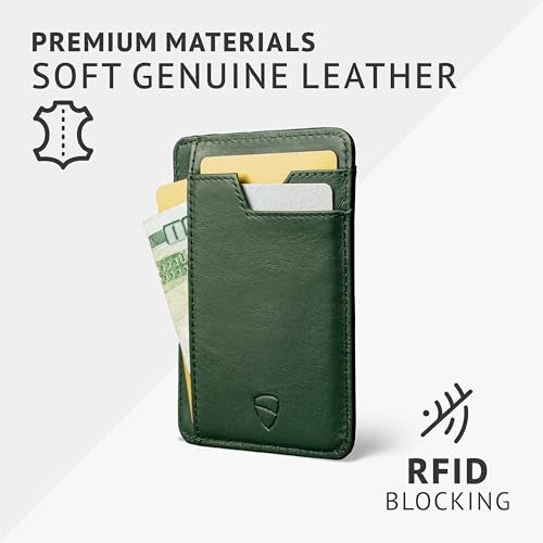 Vaultskin Slim RFID Wallet for Men - Leather Front Pocket Minimalist Card Holder Wallet with ID Window & Gift Box (Hunter Green, Brixton) - Image 3