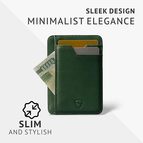 Vaultskin Slim RFID Wallet for Men - Leather Front Pocket Minimalist Card Holder Wallet with ID Window & Gift Box (Hunter Green, Brixton) - Image 2