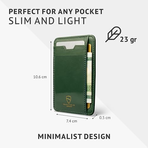 Vaultskin Slim RFID Wallet for Men - Leather Front Pocket Minimalist Card Holder Wallet with ID Window & Gift Box (Hunter Green, Brixton) - Image 4