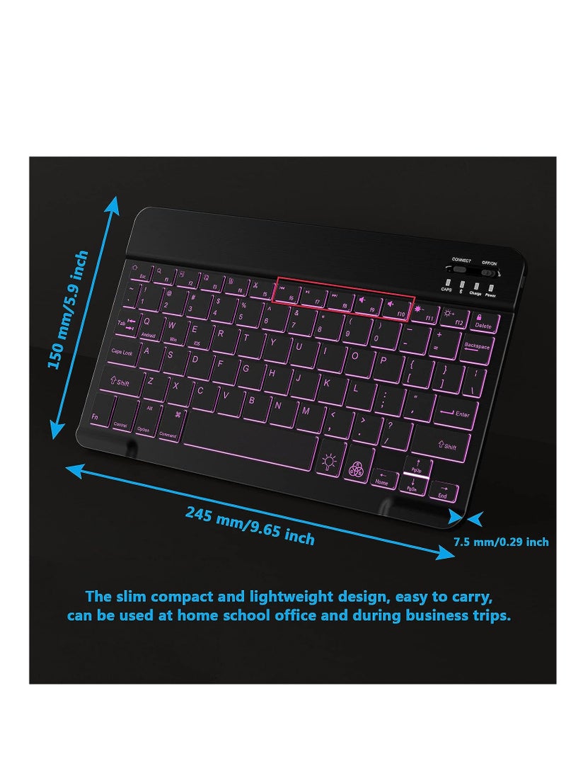 SYOSI - Wireless Keyboard Backlit Bluetooth Keyboard Small Portable External Cordless Rechargeable Illuminated for Android Tablet Cell Phone Smartphone iPad Pro Air Mini iPhone Windows Surface - Image 1