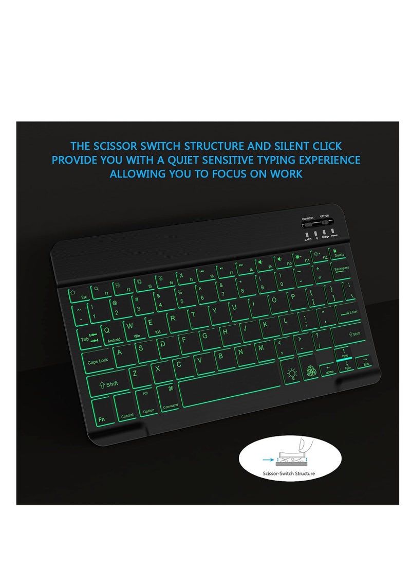 SYOSI - Wireless Keyboard Backlit Bluetooth Keyboard Small Portable External Cordless Rechargeable Illuminated for Android Tablet Cell Phone Smartphone iPad Pro Air Mini iPhone Windows Surface - Image 1