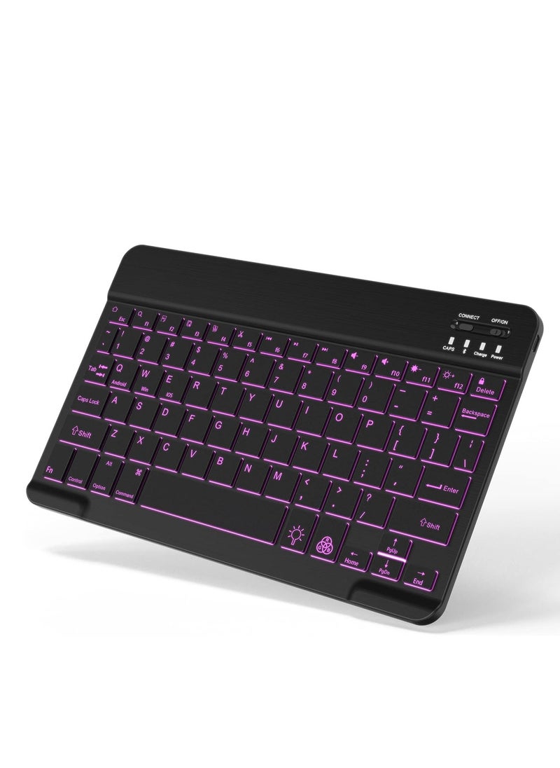 SYOSI - Wireless Keyboard Backlit Bluetooth Keyboard Small Portable External Cordless Rechargeable Illuminated for Android Tablet Cell Phone Smartphone iPad Pro Air Mini iPhone Windows Surface - Image 1