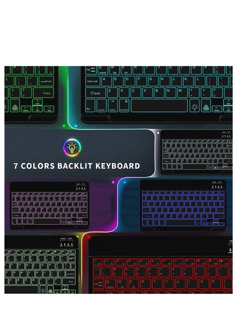 SYOSI - Wireless Keyboard Backlit Bluetooth Keyboard Small Portable External Cordless Rechargeable Illuminated for Android Tablet Cell Phone Smartphone iPad Pro Air Mini iPhone Windows Surface - Image 1