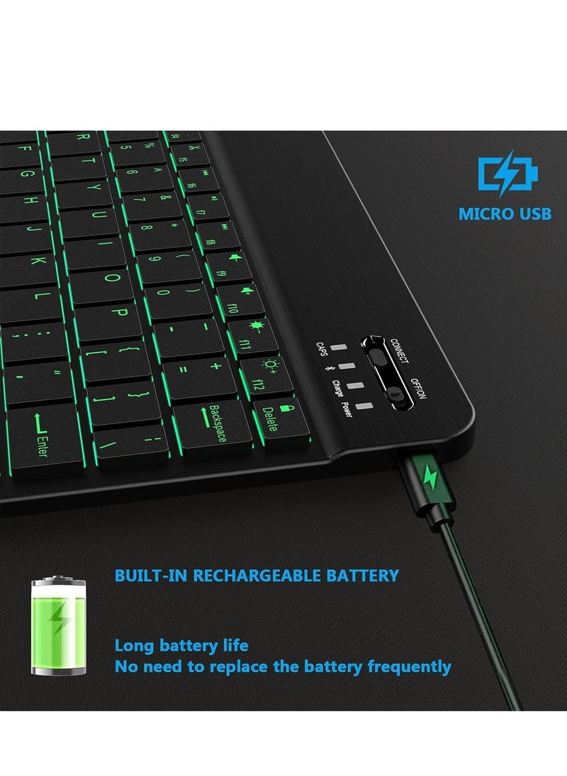 SYOSI - Wireless Keyboard Backlit Bluetooth Keyboard Small Portable External Cordless Rechargeable Illuminated for Android Tablet Cell Phone Smartphone iPad Pro Air Mini iPhone Windows Surface - Image 1