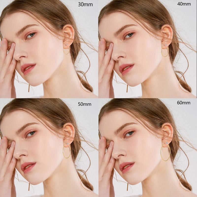 Cuicanstar 4 Pairs Gold Plated Hoop Earrings for Women Lightweight Hypoallergenic Gold Plated Hoops Stainless Steel Hoop Earrings Loop Earrings Set - Image 4