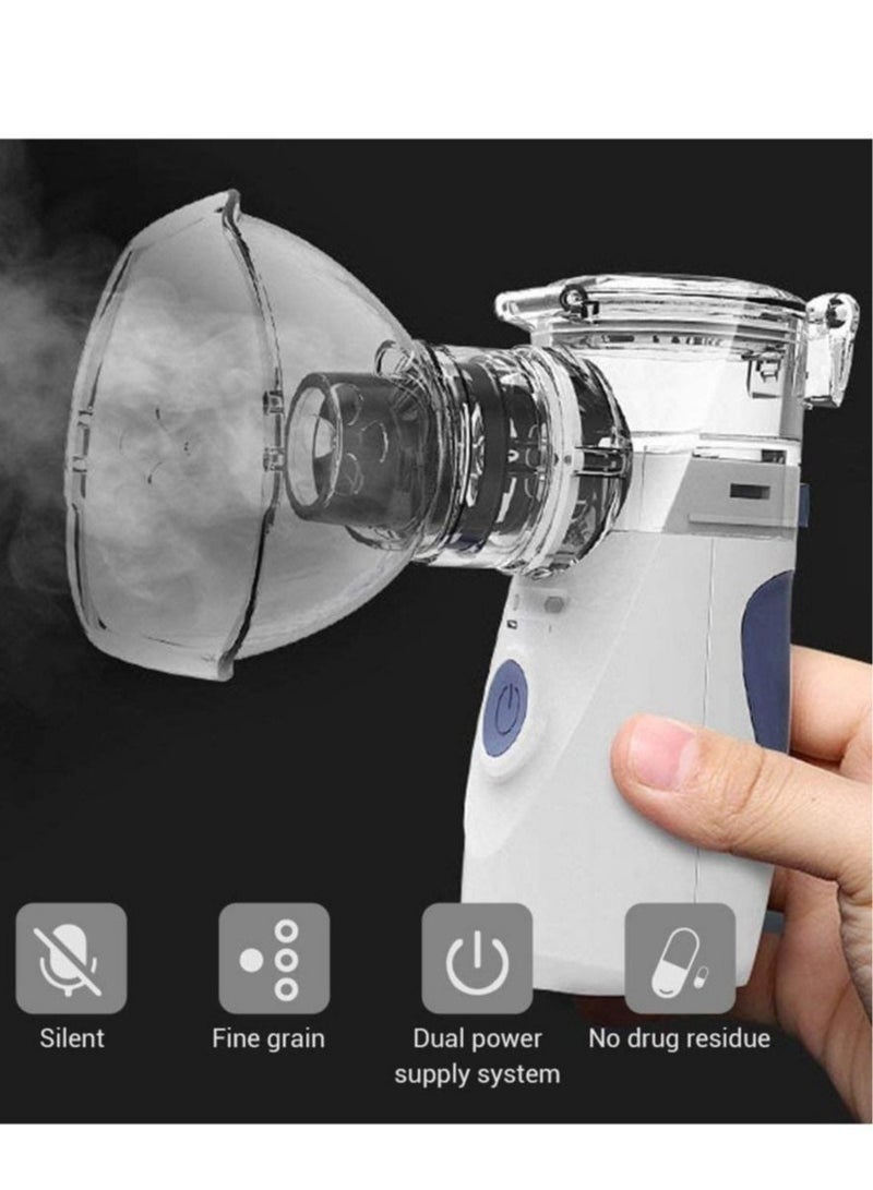 ELTRAZONE Portable Mini Atomizers Vaporizers Handheld Inhaler for Adults and Children,Ultrasonic Humidifier for Home and Travel Use, Steam Mesh Inhalators with Masks and Mouthpieces (Grey) - Image 1