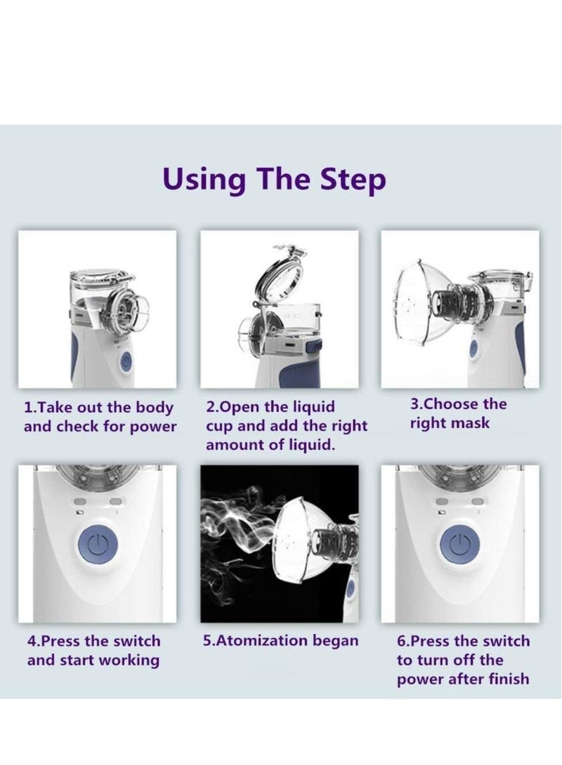 ELTRAZONE Portable Mini Atomizers Vaporizers Handheld Inhaler for Adults and Children,Ultrasonic Humidifier for Home and Travel Use, Steam Mesh Inhalators with Masks and Mouthpieces (Grey) - Image 4