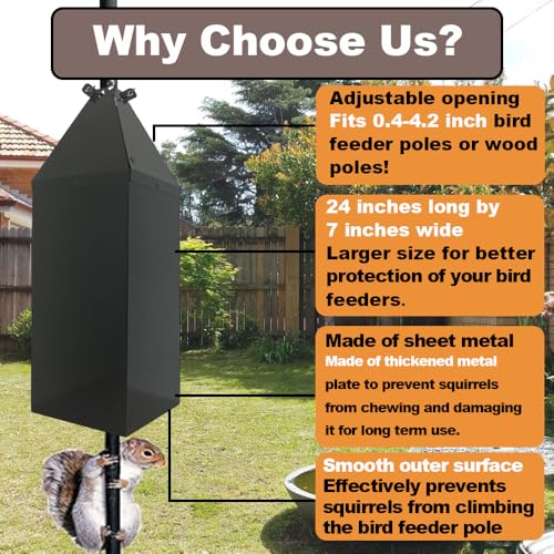 Pirateant 244Inch Metal Squirrel Baffle Adjustable Opening Size for Up to 4x4 Inch Wide Wooden Post Squirrel Baffle for Bird Feeders Without Removing Bird Feeder Poles Or Shepherds Hooks - Image 3