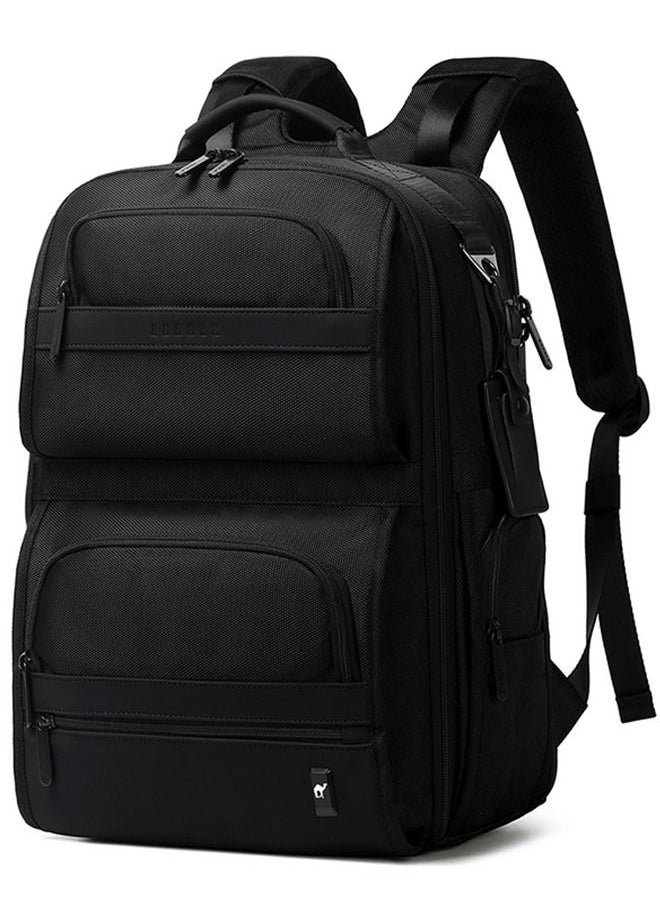 RAHALA - BNG-125 Oxford Waterproof 15.6-Inch Laptop Travel Large Capacity Backpack Bag - Black - Image 1