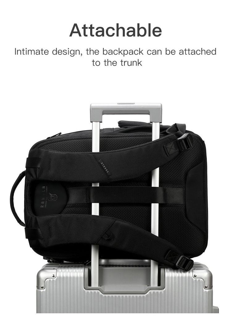 RAHALA - BNG-125 Oxford Waterproof 15.6-Inch Laptop Travel Large Capacity Backpack Bag - Black - Image 1