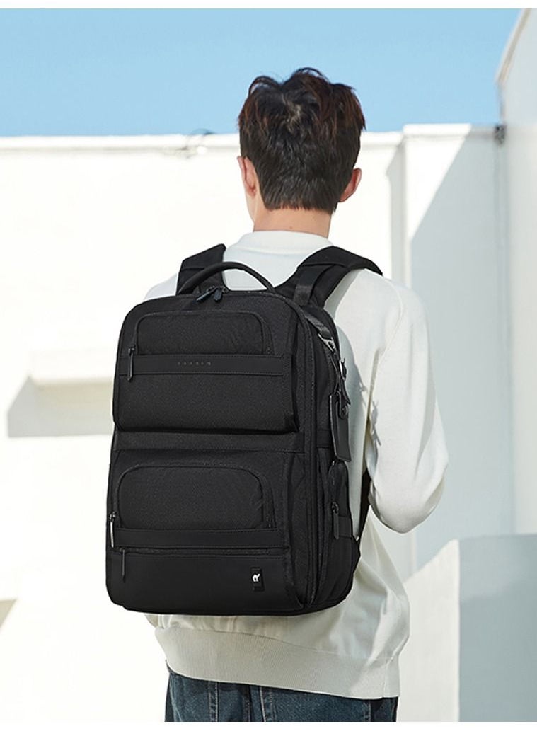 RAHALA - BNG-125 Oxford Waterproof 15.6-Inch Laptop Travel Large Capacity Backpack Bag - Black - Image 1