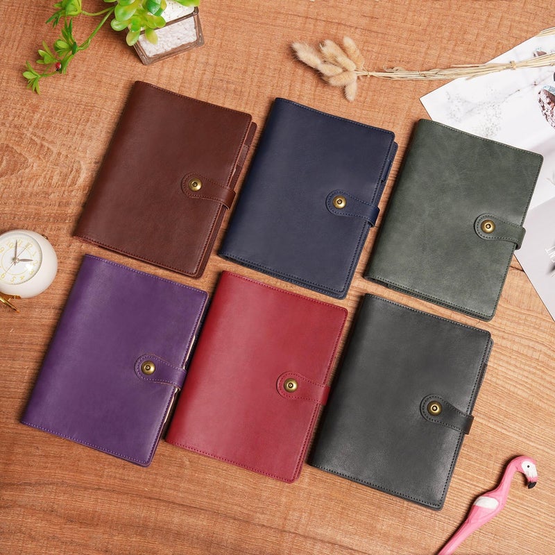Wonderpool A5 Binder Journal Leather Spiral Notebook Refillable College Ruled Paper, Budget Binder Rings Diary Organizer with Pen for Office School Travel Business Planning Writing (Coffee,A5) - Image 4