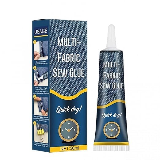 ASOMA ASOMA Fabric Adhesive Glue Strong Bond Clear Drying Waterproof Sew Glue Permanent Washable for Repair Make Patches on Clothes All Fabrics 50ML pack of 1
