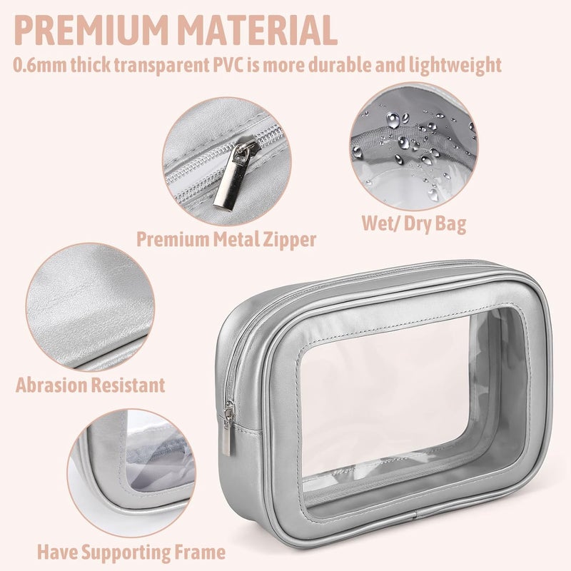 YOPCDJ 5 Pack Clear Toiletry Bag,TSA Approved Travel Makeup Pouch with Zipper for Cosmetics and Toiletries，Diaper Bag Organizer Pouch Set,Purse Organizer for Christmas Women Gift - Image 4