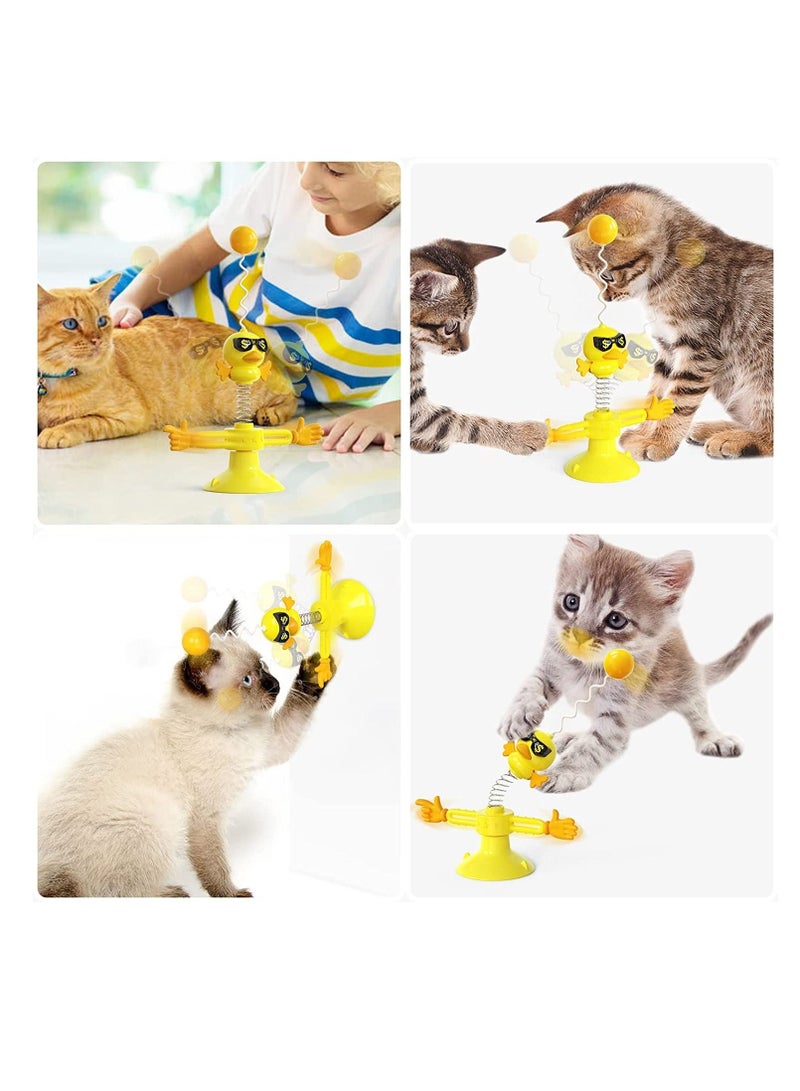 Excefore Automatic Cat Stick, Interactive Automatic No-Electronic Move for Indoor Cats, with Catnip Ball Kittens Teaser Stick and Ball, Turntable Windmill Tumbler Fighting Cat Stick, Cat Toys Kitten Toy Cats - Image 4
