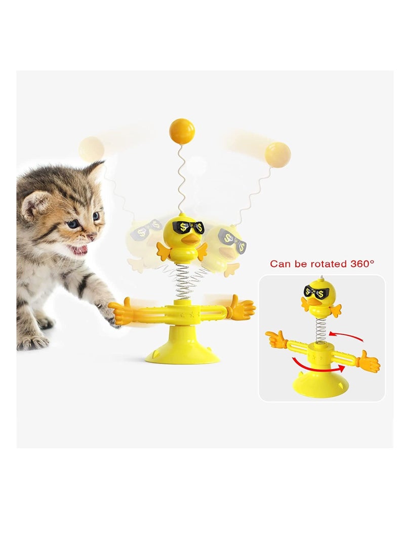 Excefore Automatic Cat Stick, Interactive Automatic No-Electronic Move for Indoor Cats, with Catnip Ball Kittens Teaser Stick and Ball, Turntable Windmill Tumbler Fighting Cat Stick, Cat Toys Kitten Toy Cats - Image 3