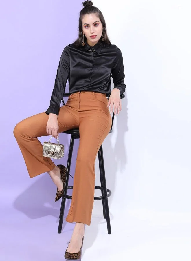 Freehand Freehand Women Tan Bootcut Fit Solid Pants