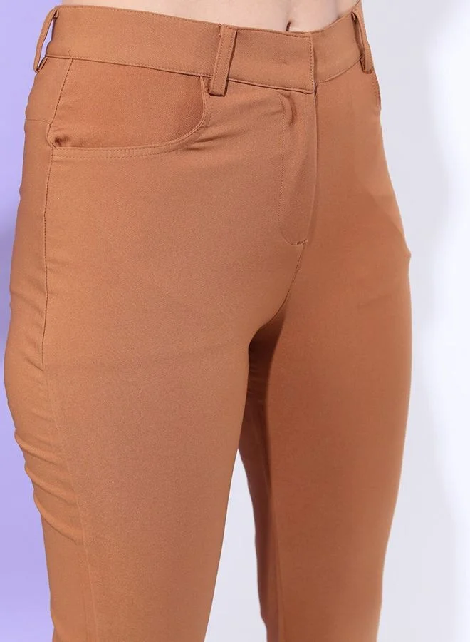 Freehand Freehand Women Tan Bootcut Fit Solid Pants