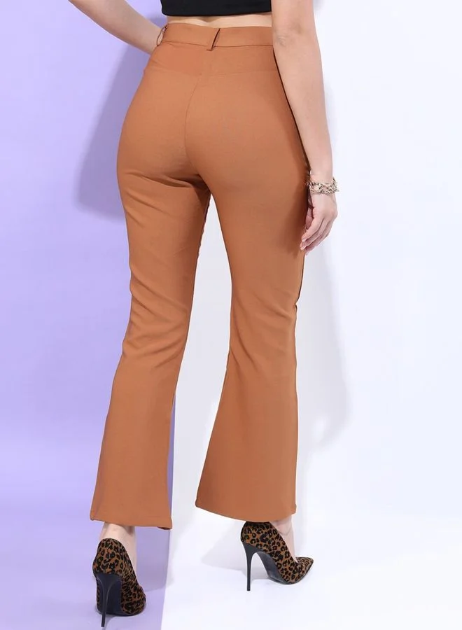 Freehand Freehand Women Tan Bootcut Fit Solid Pants