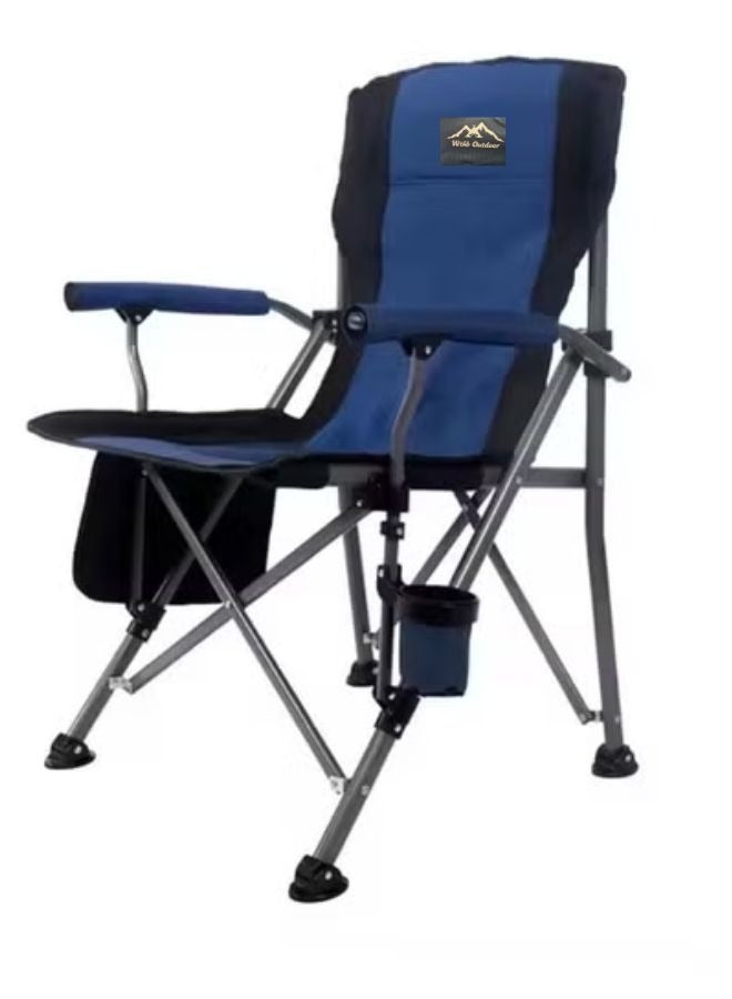 SMARTX Outdoor Portable Camping Chair Lightweight Folding Camping Chair Heavy Duty Support 145KG High Back Padded Lawn Chair with Arm Rest Cup Holder and Portable Carrying Bag Oxford Fabric Iron Frame Fishing Chair - Image 1