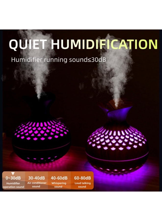 Bukela Colorful Cool Mini Humidifier, Flower Shape Humidifier,USB Personal Desktop Humidifier for Car, Office Room, Bedroom,etc. 2 Mist Modes, 7 colors,Super Quiet (Darkwood) - Image 3