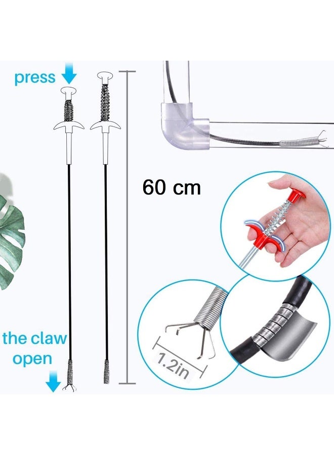 Flexible Drain Cleaner Tool 60cm With Claw Grabber Spring Handle Pipe Cleaning Tool For Sink Bathroom Kitchen Hair Clog Remover Black/Red - Image 5