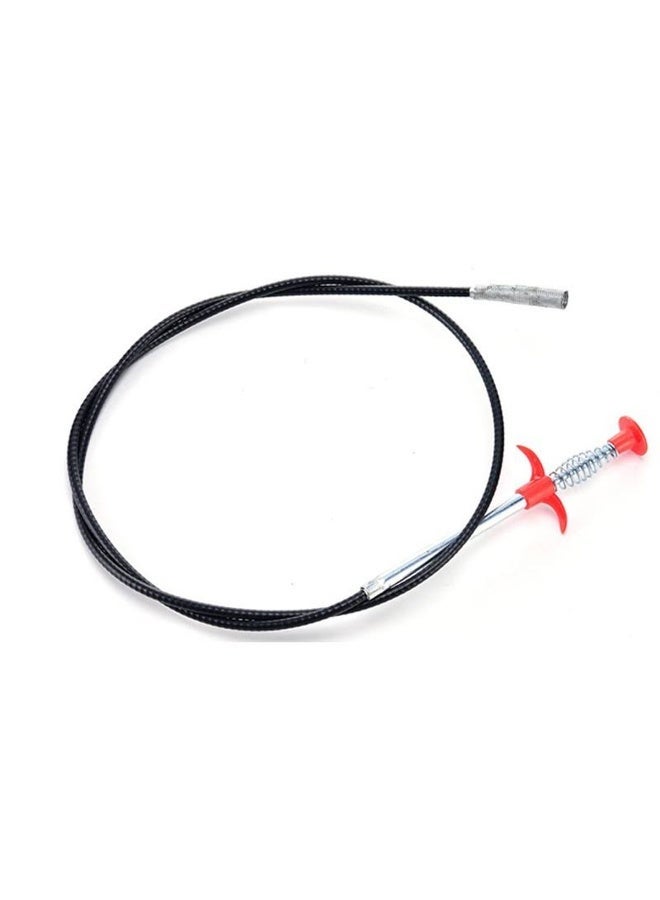 Flexible Drain Cleaner Tool 60cm With Claw Grabber Spring Handle Pipe Cleaning Tool For Sink Bathroom Kitchen Hair Clog Remover Black/Red - Image 1