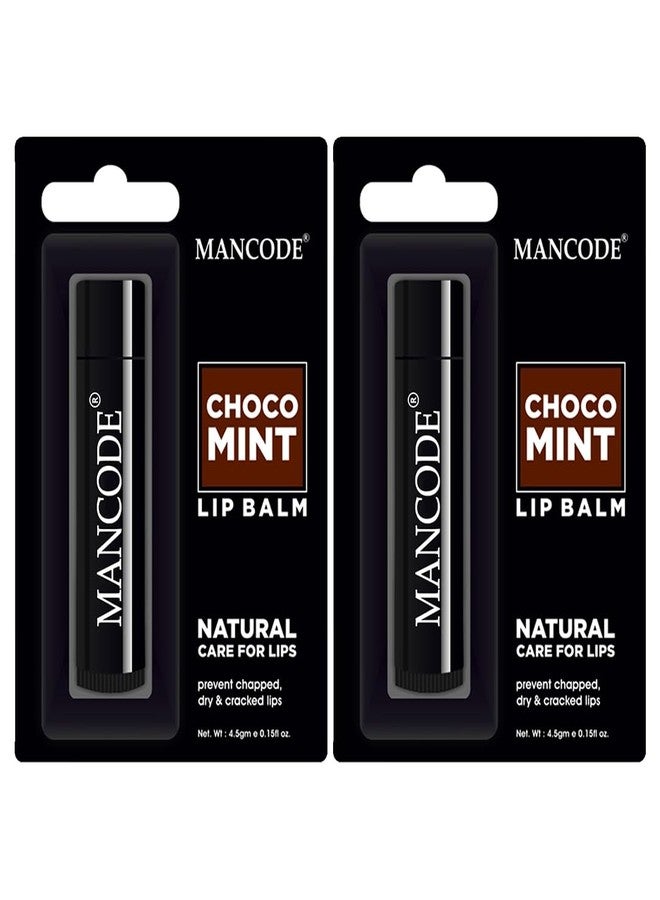 مرطب شفاه مانكود المغذي، 4.5 غرام لكل عبوة (عبوتان) - مرطب شفاه بنكهة الشوكولاتة والنعناع للشفاه الجافة والمتشققة، غني بزيت الخروع، مع عامل حماية من الشمس، مثالي للرجال