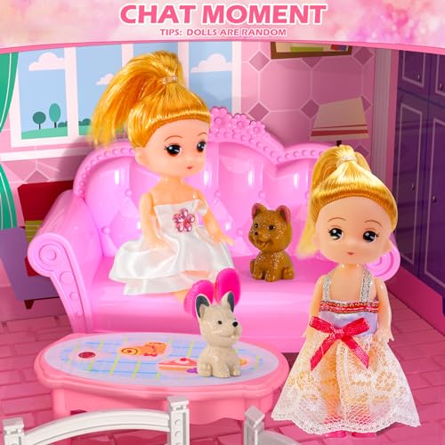 Doloowee Dolls House for Girls Toys 4 Stories 10 Rooms Dollshouse with 2 Princesses Slide Accessories Playset for Toddler Playhouse Gift for for 3 4 5 6 7 8 Year Old Girls Toys - Image 5