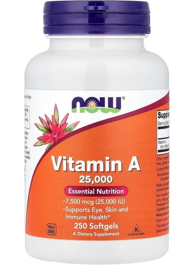 now A 25,000 IU - Now Foods - 250 - Softgel - Image 1