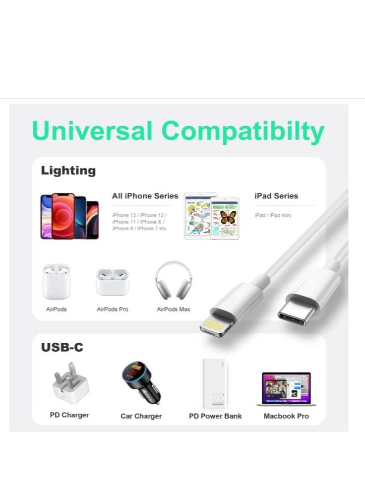 USB Type-C Compatible USB Type-C lightning rod for iPhone 12 Pro Max/12/11 Pro/X/XS/XR/8 Plus/AirPods Pro, power harness (2m)