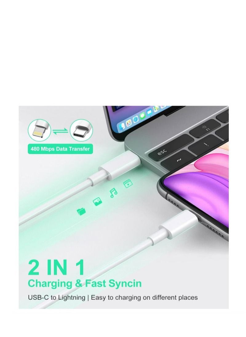 USB Type-C Compatible USB Type-C lightning rod for iPhone 12 Pro Max/12/11 Pro/X/XS/XR/8 Plus/AirPods Pro, power harness (2m)