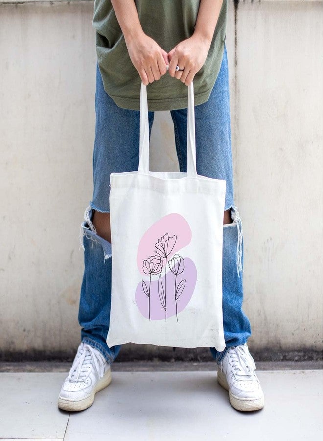 Clapcart Reusable Zipper Tote Bag for Women/Girls | Multipurpose 100% Organic Cotton Printed Tote Bags | Shopping/Grocery Bags | Sturdy Canvas Bag with 12kgs Capacity (Simple Flower Art Print) - Image 3